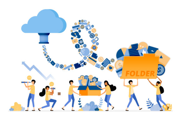 3d Banner of Cloud System Storage Tech