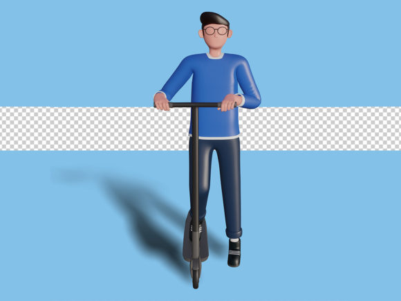 3d Illustration of a Character Riding