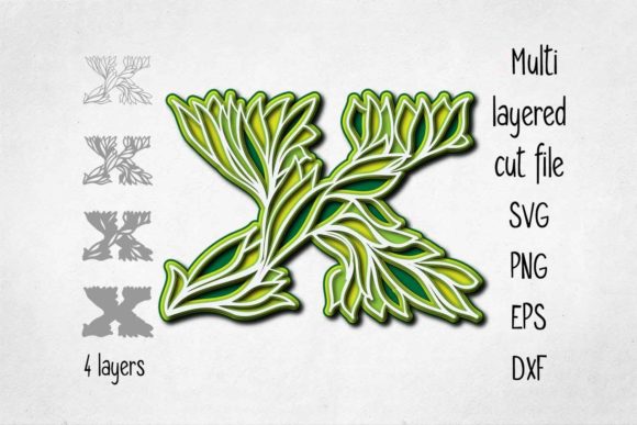 3D Layered Alphabet Letter X