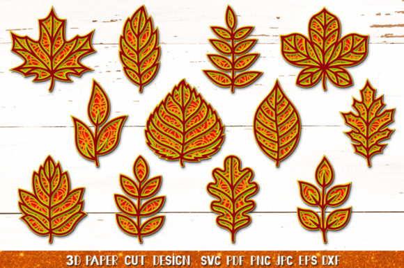 3D Leaves Bundle SVG