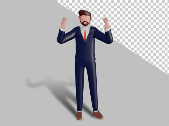 3d Male Character is Cheering