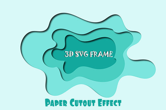 3D SVG Editable Blue Paper Cutout Frame