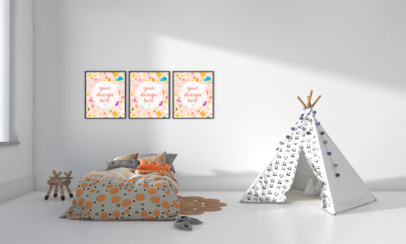 A 3D Modern Kids Bedroom with Teepe Tent