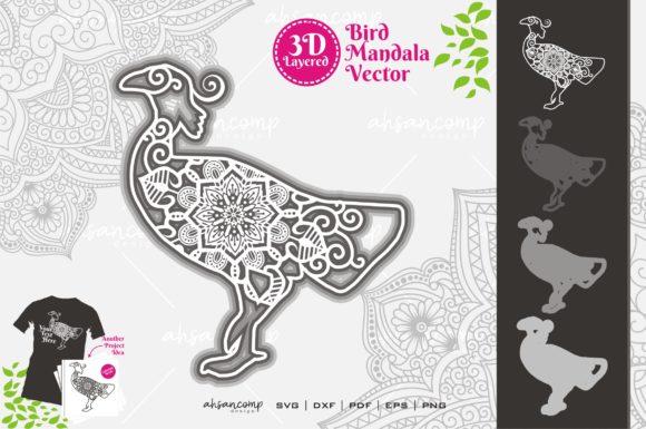 Bird Mandala 3D Layered 13: A Digital Design Asset
