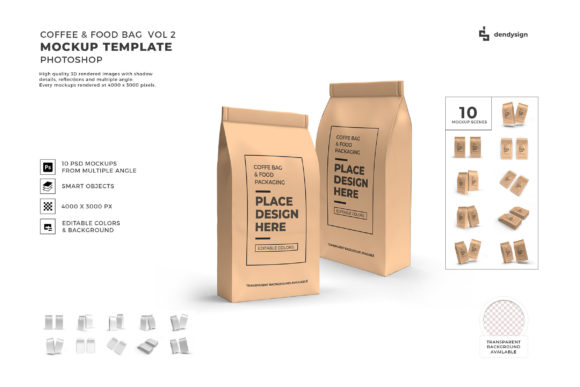 Coffee Food Bag 3D Mockup Bundle Vol 2