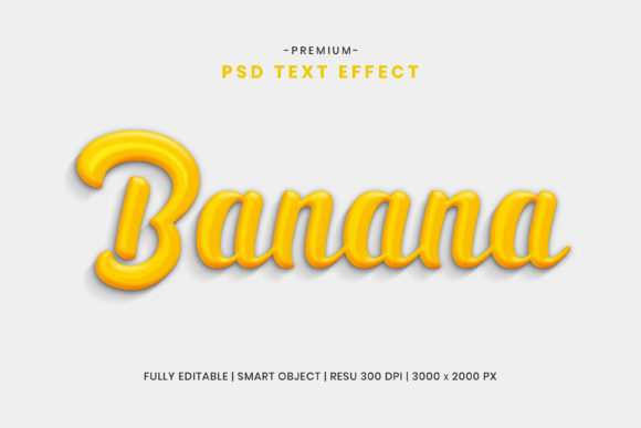 Editable Banana 3D Text Effect Template