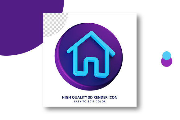 Home Icon in 3d Rendering Premium