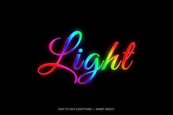 Light 3d Rainbow Color Style Text Effect