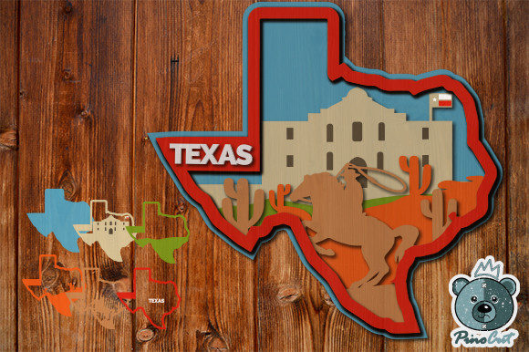 Texas, 3D Layered Tropical Texas: A CNC and Laser Cutting Project for Plywood
