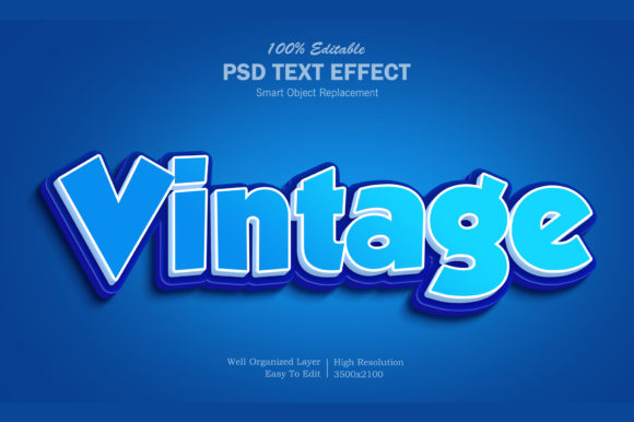 Vintage 3D Text Effect PSD